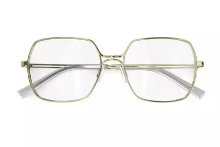 Brillestel med guldkant på hvid baggrund